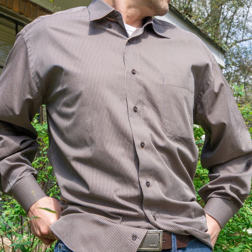 St. Croix Classic Fit Dress Shirt (tan/brown) XL